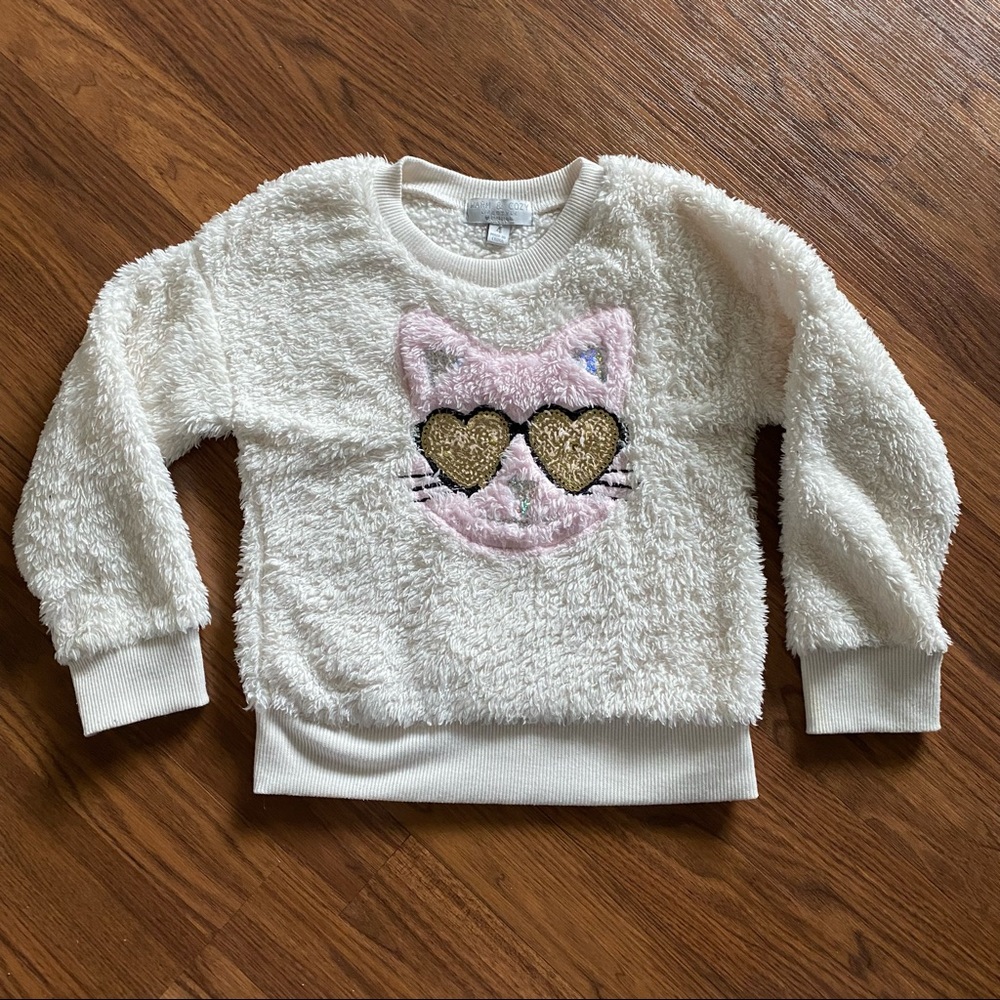 Size 4 long sleeve fuzzy crewneck by Warm & Cozy lifestyle by Poof Girl